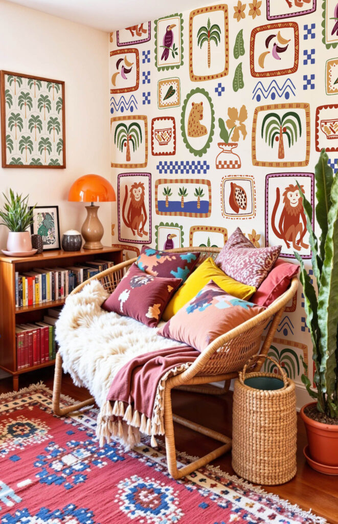 Illustration graphique colorée ambiance jungle